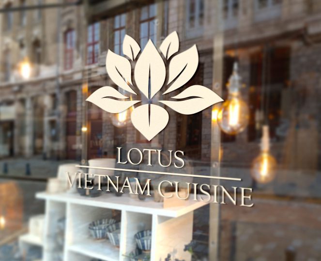 Restaurangf&ouml;nster med lotusblomma-f&ouml;nsterdekal