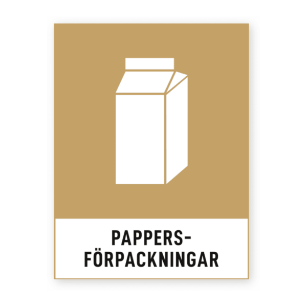 Skylten - Pappersf&ouml;rpackningar. Pappersf&ouml;rpackningar-skylt f&ouml;r k&auml;llsortering eller &aring;tervinning. Fr&auml;mjar en h&aring;llbar arbetsmilj&ouml; och framtagen enligt svenskstandard. Kan &auml;ven anpassa material och utseende i skyltstudion.