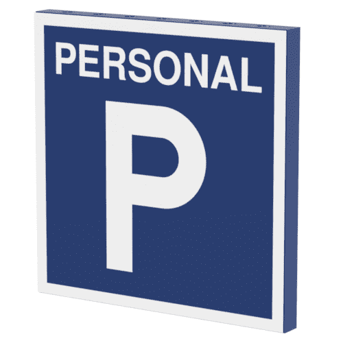 Skylten - Personalparkering. Skylt f&ouml;r personalparkering, hj&auml;lper att tydligt markera parkeringsplatser f&ouml;r personalen. Finns i olika material av aluminium f&ouml;r v&auml;gg- eller stolpmontage.