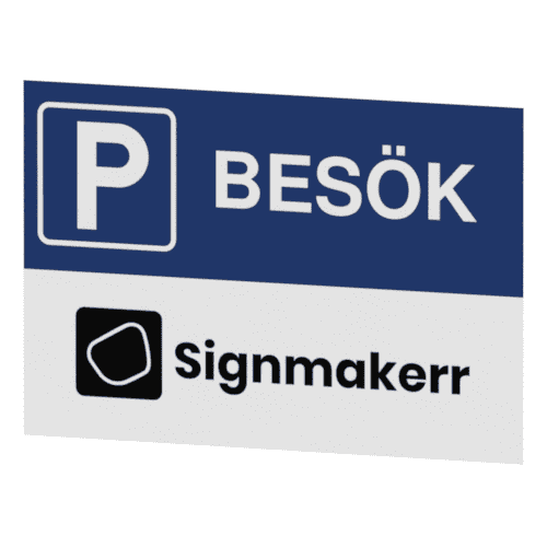Skylten - P - Bes&ouml;kande med egen logotyp. Skylt f&ouml;r bes&ouml;kande parkering med m&ouml;jlighet att inkludera egen logotyp, hj&auml;lper att tydligt markera parkeringsplatser f&ouml;r bes&ouml;kare. Finns i olika material av aluminium f&ouml;r v&auml;gg- eller stolpmontage.