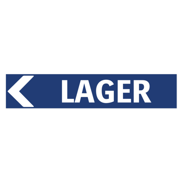Skylten - Lager pil v&auml;nster. Skylt f&ouml;r lager med v&auml;nsterpil, hj&auml;lper att guida personal och transport&ouml;rer till r&auml;tt lager. Tillg&auml;nglig i olika material och storlekar av aluminium f&ouml;r v&auml;gg- eller stolpmontage.