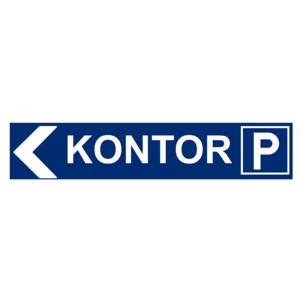 Skylten - Parkering kontor pil v&auml;nster. Skylt f&ouml;r parkering kontor med v&auml;nsterpil, hj&auml;lper bes&ouml;kare och anst&auml;llda att hitta r&auml;tt parkeringsplats f&ouml;r kontoret. Tillg&auml;nglig i olika material och storlekar av aluminium f&ouml;r v&auml;gg- eller stolpmontage.