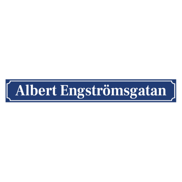 Gatunamnskyltar enkelsidig, 1 rad text för fasad med gammaldags design-skylten har storleken 1000x135mm och tillverkas i materialet Aluminium 2mm. Denna standardskylt kan anpassas så att du kan skapa din egen version av skylten.