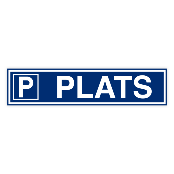 P Plats-skylten har storleken 650x150mm och tillverkas i materialet Aluminium 2mm kantvikt. Denna standardskylt kan anpassas så att du kan skapa din egen version av skylten.