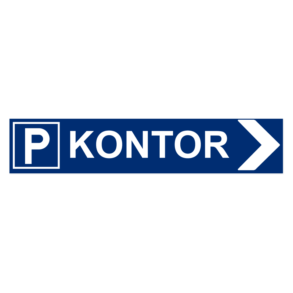 Parkering kontor pil höger-skylten har storleken 750x150mm och tillverkas i materialet aluminium 07mm. Denna standardskylt kan anpassas så att du kan skapa din egen version av skylten.